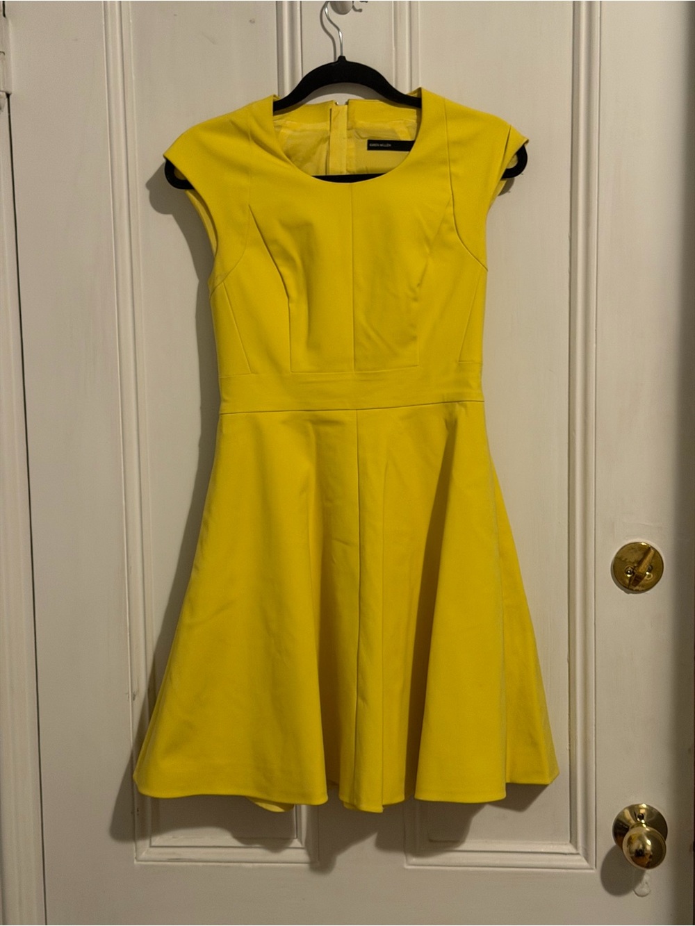 Karen Millen Bright Yellow Fit-and-Flare Mini Dress